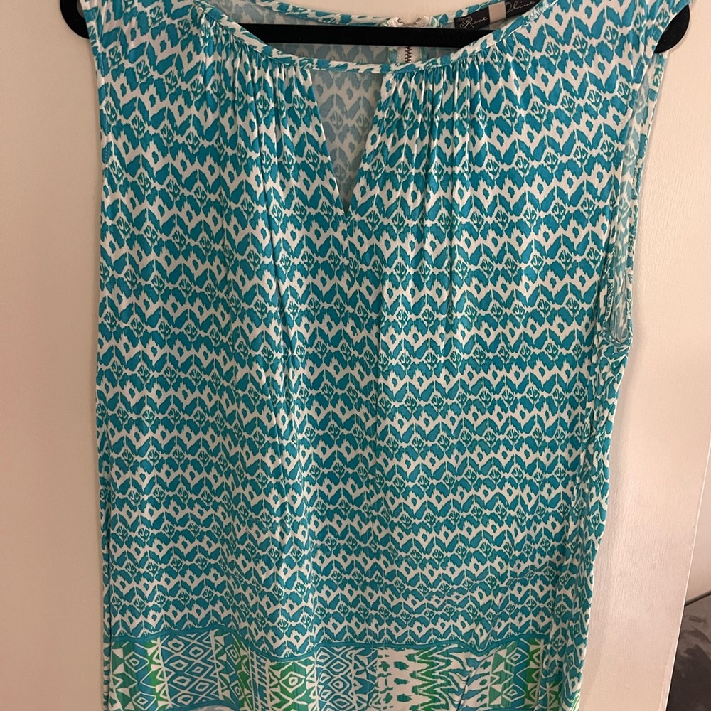 Rose & Olive Blue and White Sleeveless Top